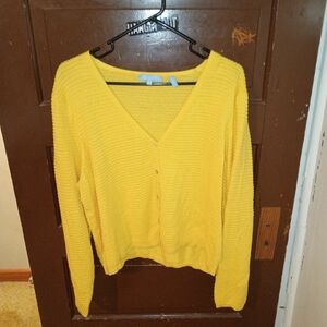 EUC Draper James RSVP Yellow Button Up Cardigan XXL